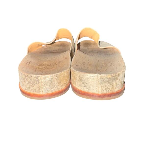 Kork-Ease Tutsi Slides Women's Size 11 M Gold Leather Sandal Slip On Shoe - Picture 3 of 8